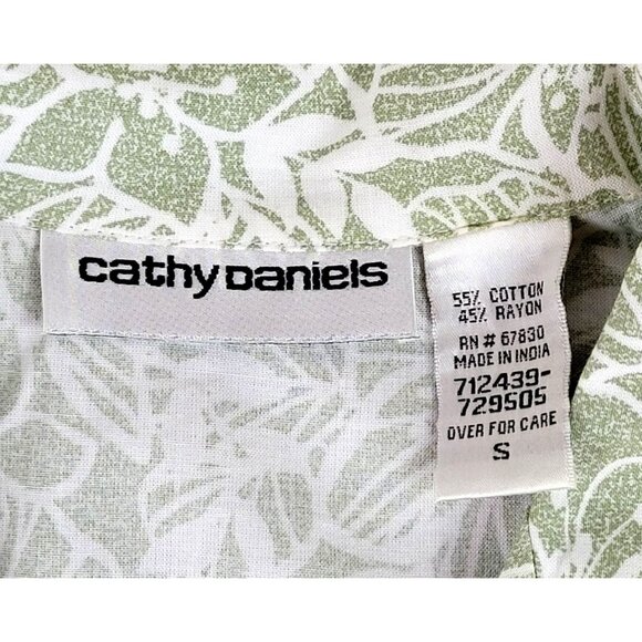 Cathy Daniels Womens Top Green Floral Print Blouse size Small NWT  JH1321 - Picture 4 of 4